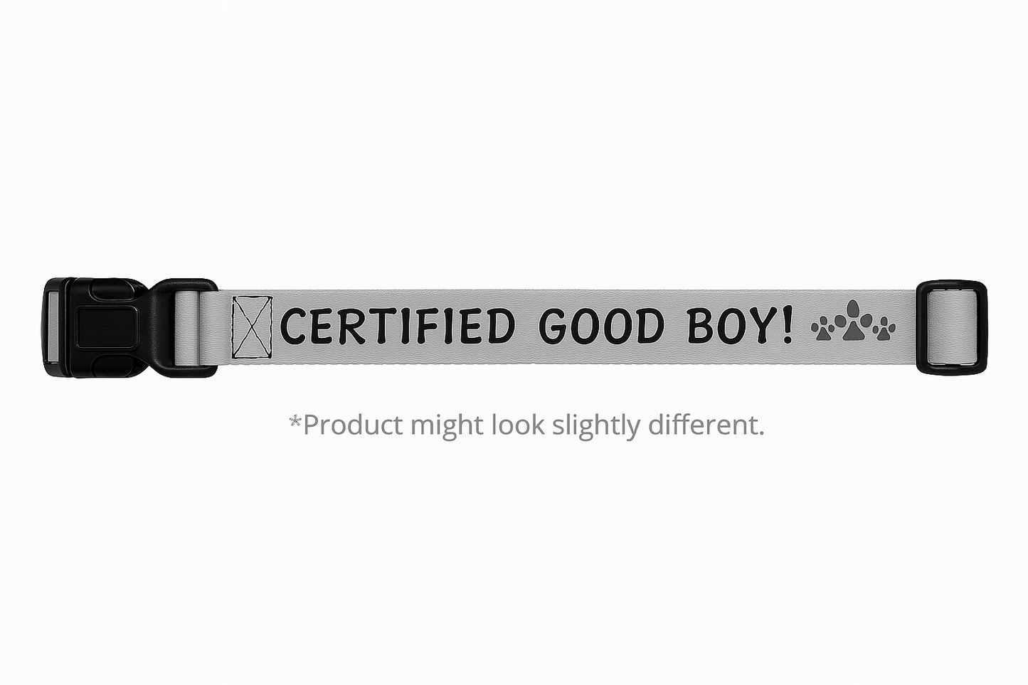 Certified Good Boy Dog Collar – Paw Print Design